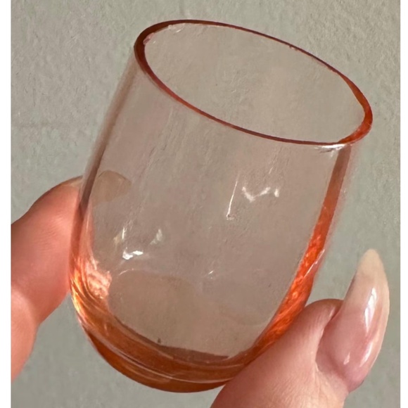 Vintage Set of 6 • Pink French Round Glass Medium Decanter + 5 Shot Glasses - Picture 9 of 10